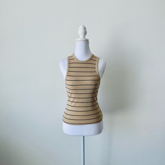 Beige and Black Striped High-Neck Tank Top ⚡️ - Picture 3 of 5